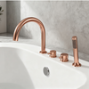 DF-05036 High-Flow 4-Hole Deck-Mounted Roman Tub Faucet Set – Modern Round Arch Spout with Hand Shower