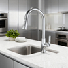 Modern Pull Down Kitchen Faucet With Sprayer Single Handle High Arc Chrome Finish Brass Body