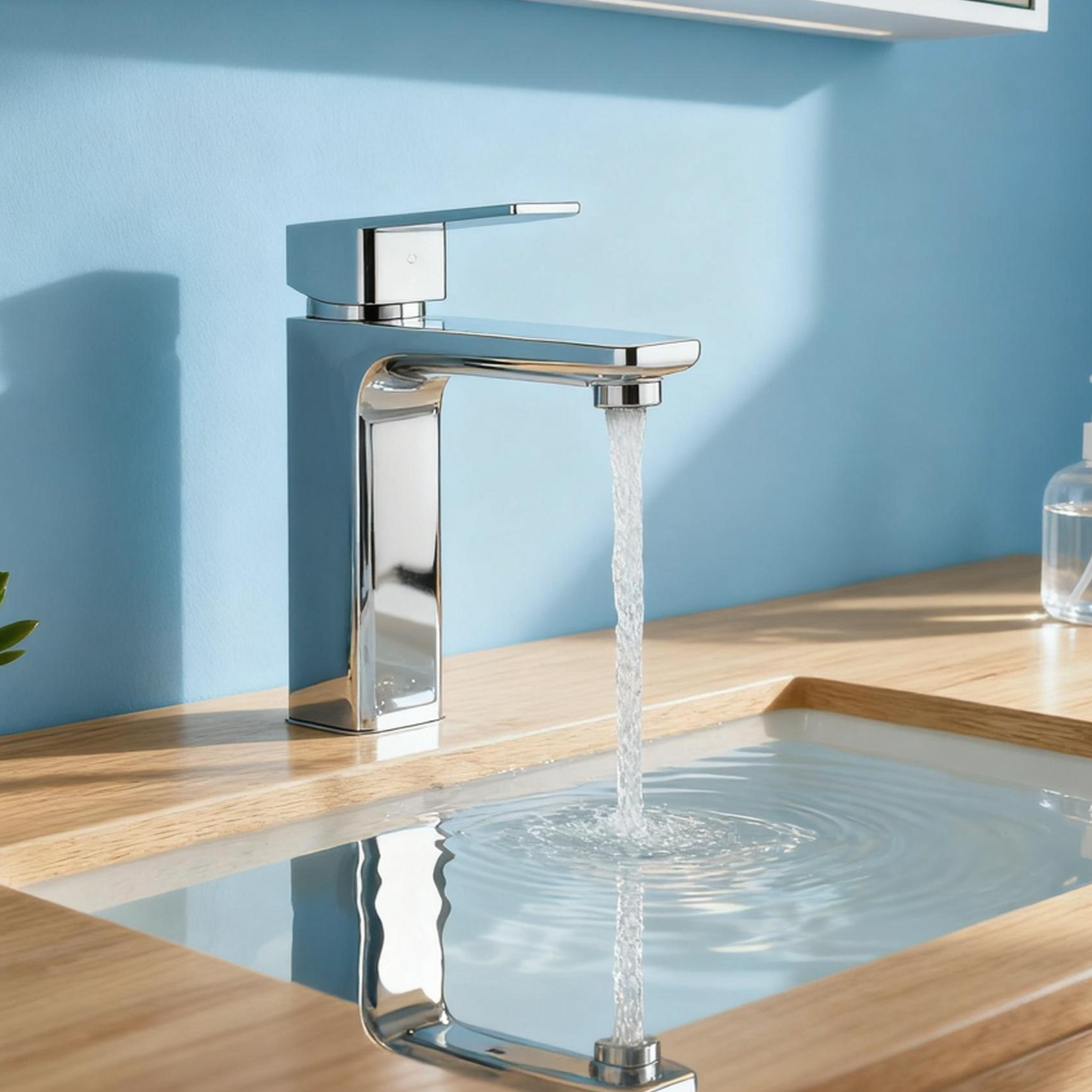 Modern Chrome Single Handle Basin Faucet with Built-in Aerator Sprayer Solid Brass Bathroom Sink Mixer Tap for Hotel & Residential Projects