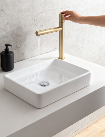 Tall Single Handle Basin Faucet with Built-in Aerator Sprayer – Modern Vessel Sink Mixer Tap for Residential & Commercial Bathroom Projects