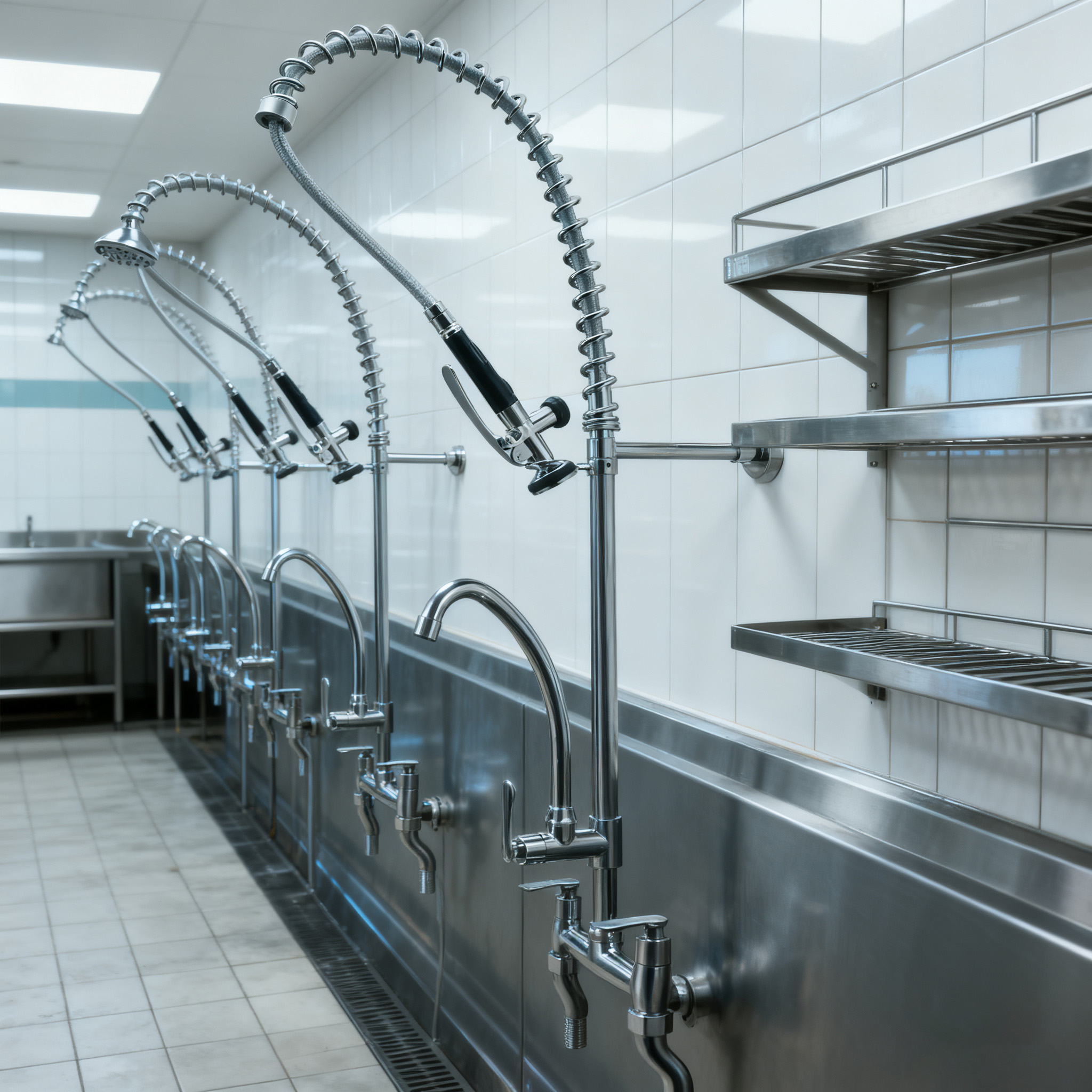 Commercial Pre-Rinse Kitchen Faucet with Dual Function Sprayer and Spout for Global Supply 