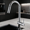 Modern Chrome Pull-Out Kitchen Faucet and Cylindrical Brass Mixer Tap with Sprayer 