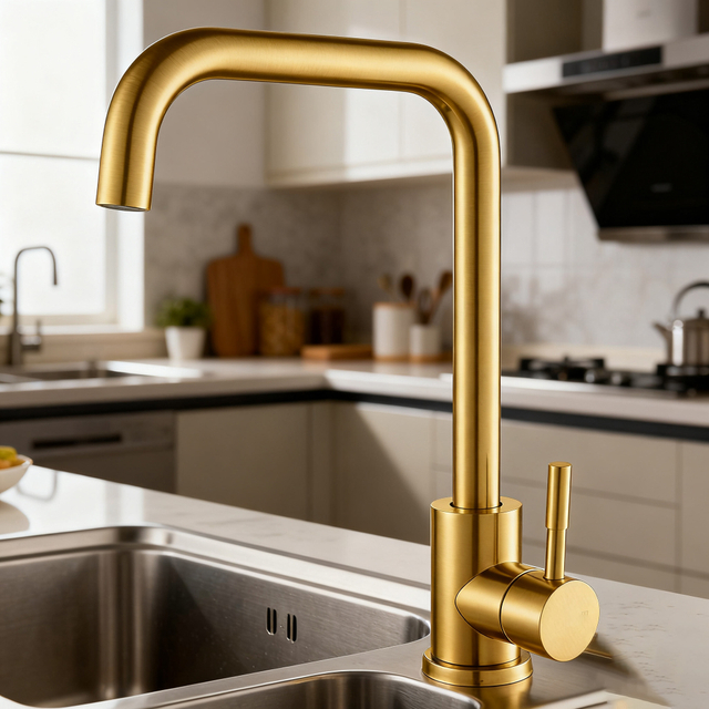 Stainless Steel Kitchen Faucet with High-Arc Spout and Optional Sprayer Function supporting OEM/ODM