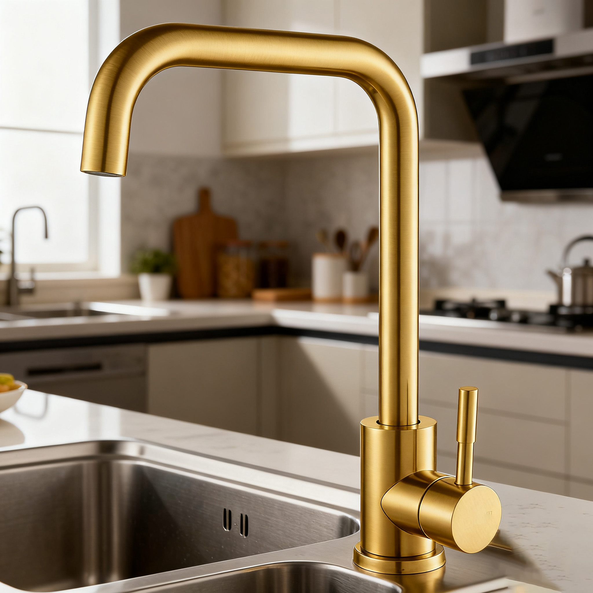 Stainless Steel Kitchen Faucet with High-Arc Spout and Optional Sprayer Function supporting OEM/ODM