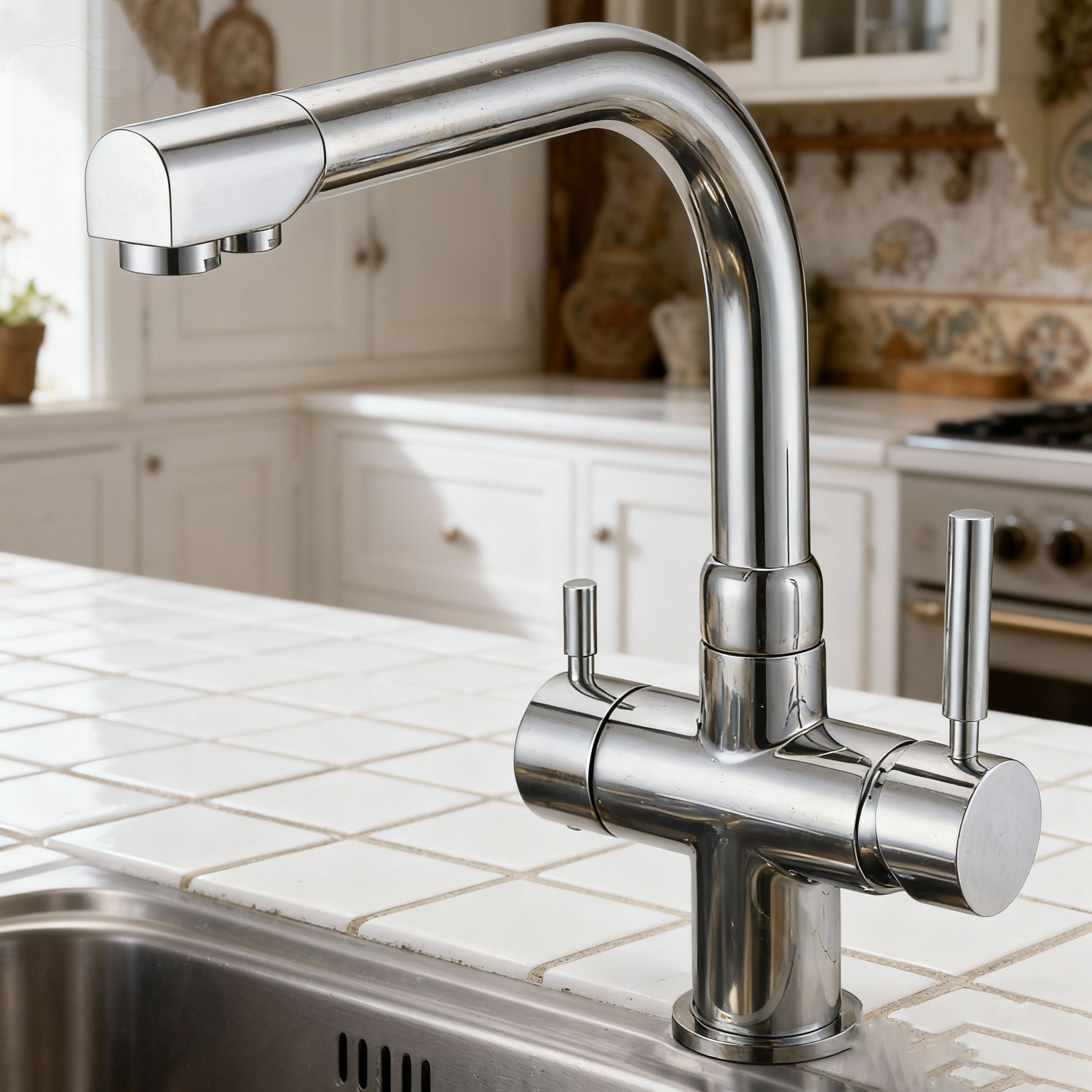 Brass Kitchen Faucet with Dual Handles and Sprayer by Global Supply Chain 