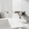 1402006 Wall-Mounted Brass Basin Faucet (Brushed Nickel) Architectural Waterfall Spout Single Handle Mixer Modern Premium Bathroom Collection