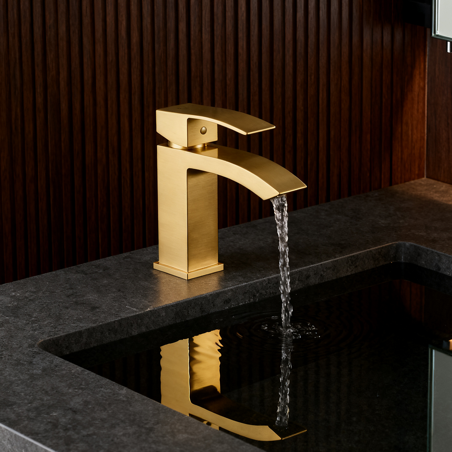 Modern Square Basin Mixer Faucet with Waterfall Spout and Optional Hand Sprayer – Solid Brass Chrome Bathroom Tap for Contemporary Vanity Projects