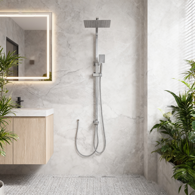 Square 304 Stainless Steel Single Cold Shower Set | Matte Black & Brushed Finishes