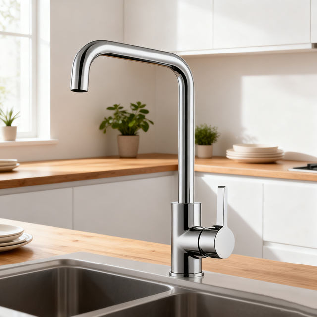Modern Kitchen Faucet with Square Spout for Residential and Commercial Projects in many finishes
