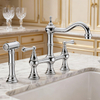 Premium Chrome Bridge Kitchen Faucet with Side Sprayer and Hot and cold switches