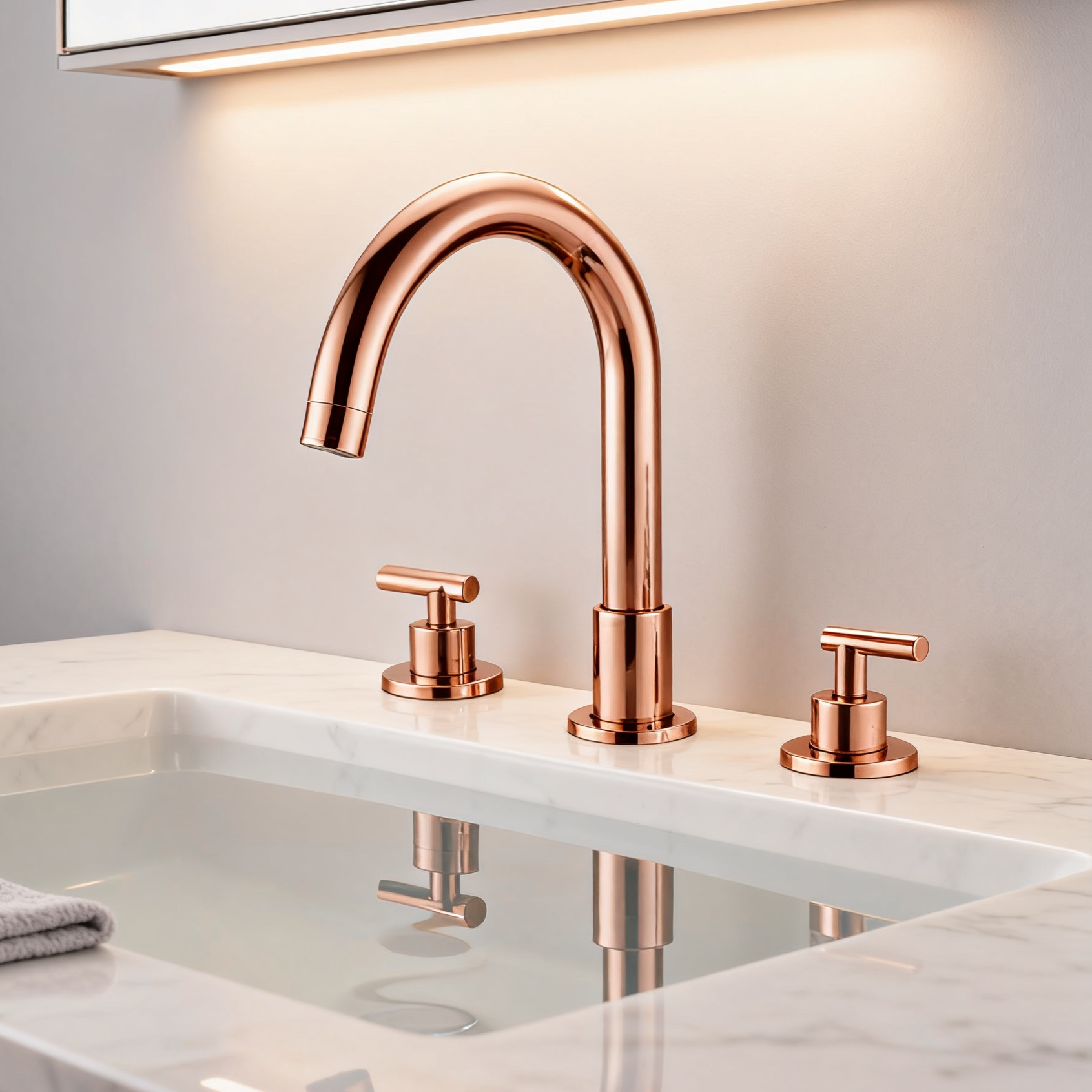 DF-05035-3 Three-Hole Brass Basin Faucet (Rose Gold Finish)Premium 3-Piece Basin Mixer Contemporary Luxury Global Project-Ready Model