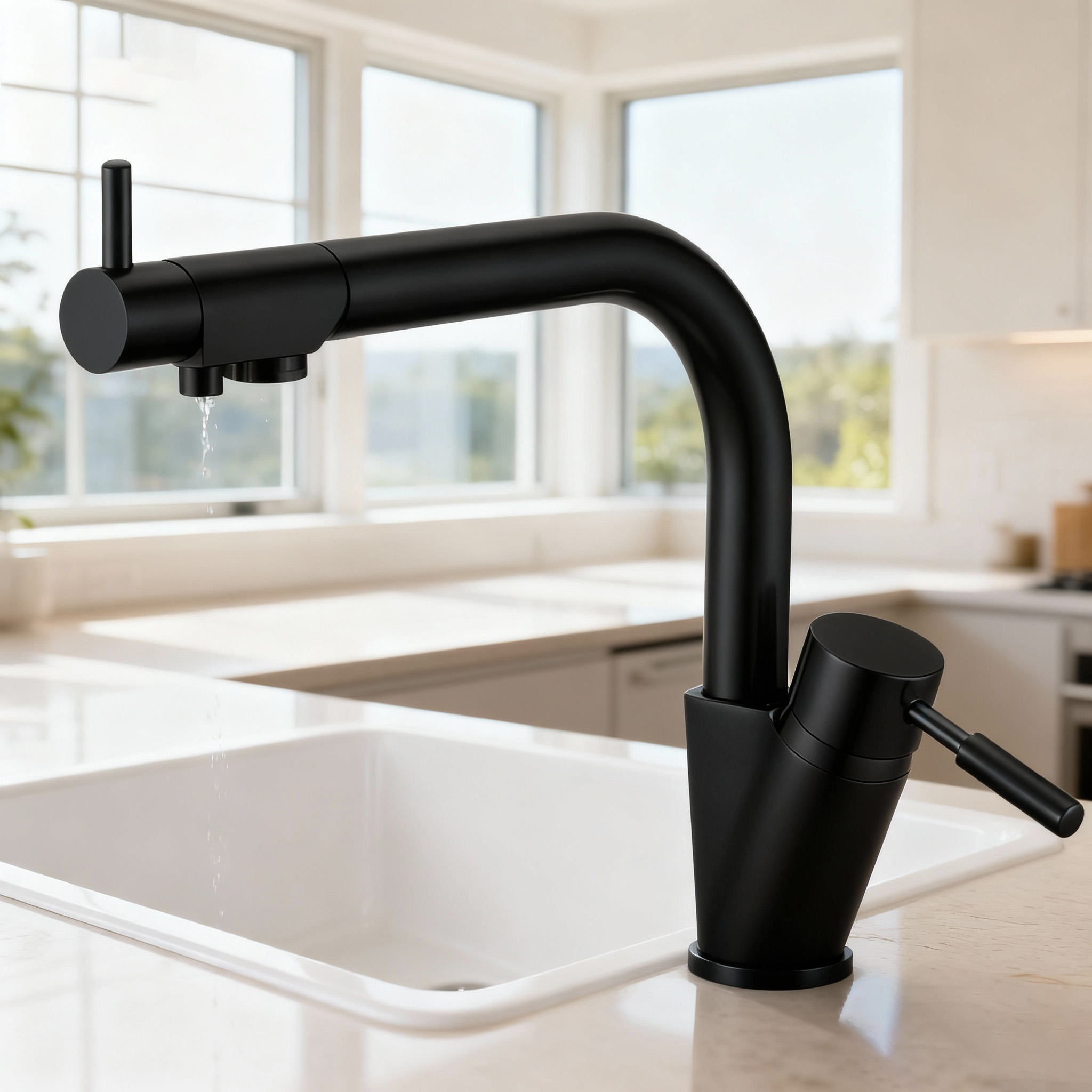 Brass Kitchen Faucet with Dual-Function Sprayer and Zinc Alloy Handle for Global Supply Chain