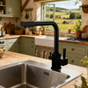 Modern Brass Kitchen Faucet with Dual Water Outlet and Zinc-Alloy Handlefor Project-Ready Quality 
