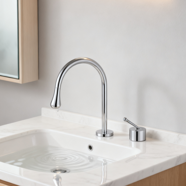 Modern Brass Basin Faucet 1401013 Single Handle Deck-Mounted Bathroom Mixer Tap with Sprayer Function – Polished Chrome Finish G1/2” Inlet