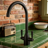 Dual Handle Kitchen Faucet with High Arc Spout and Chrome Finish Brass Mixer Tap 