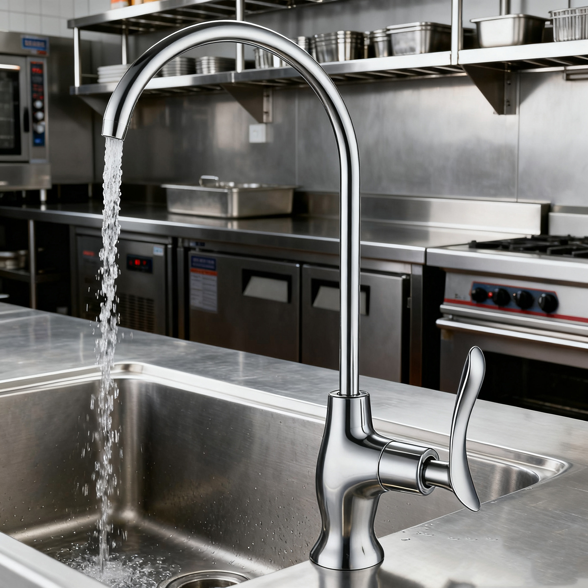 Kitchen Faucet with Elegant Single Handle Stainless Steel Drinking Tap