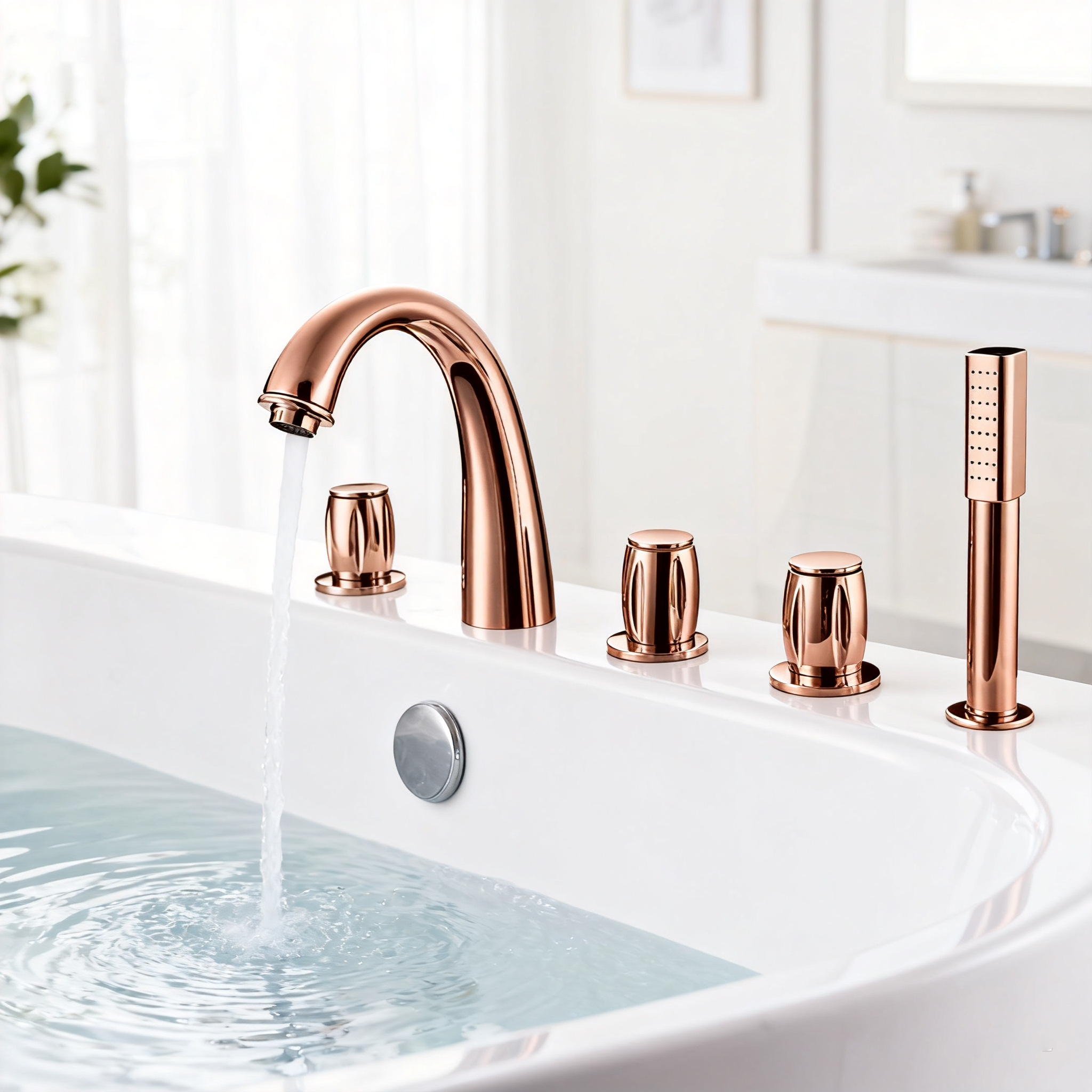 brass roman tub mixer rose gold finish