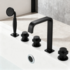 Deck-Mounted Bathtub Mixer – 5-Hole Matte Black Roman Tub Faucet Set with Hand Shower