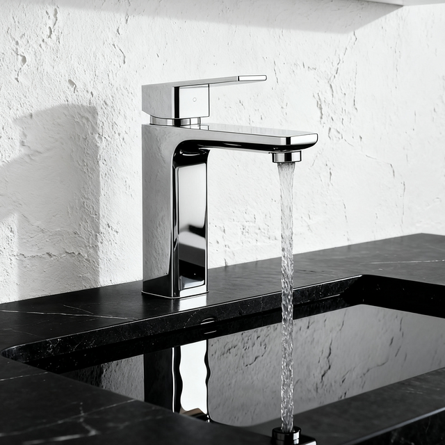 Modern Chrome Single Handle Basin Faucet with Built-in Aerator Sprayer Solid Brass Bathroom Sink Mixer Tap for Hotel & Residential Projects