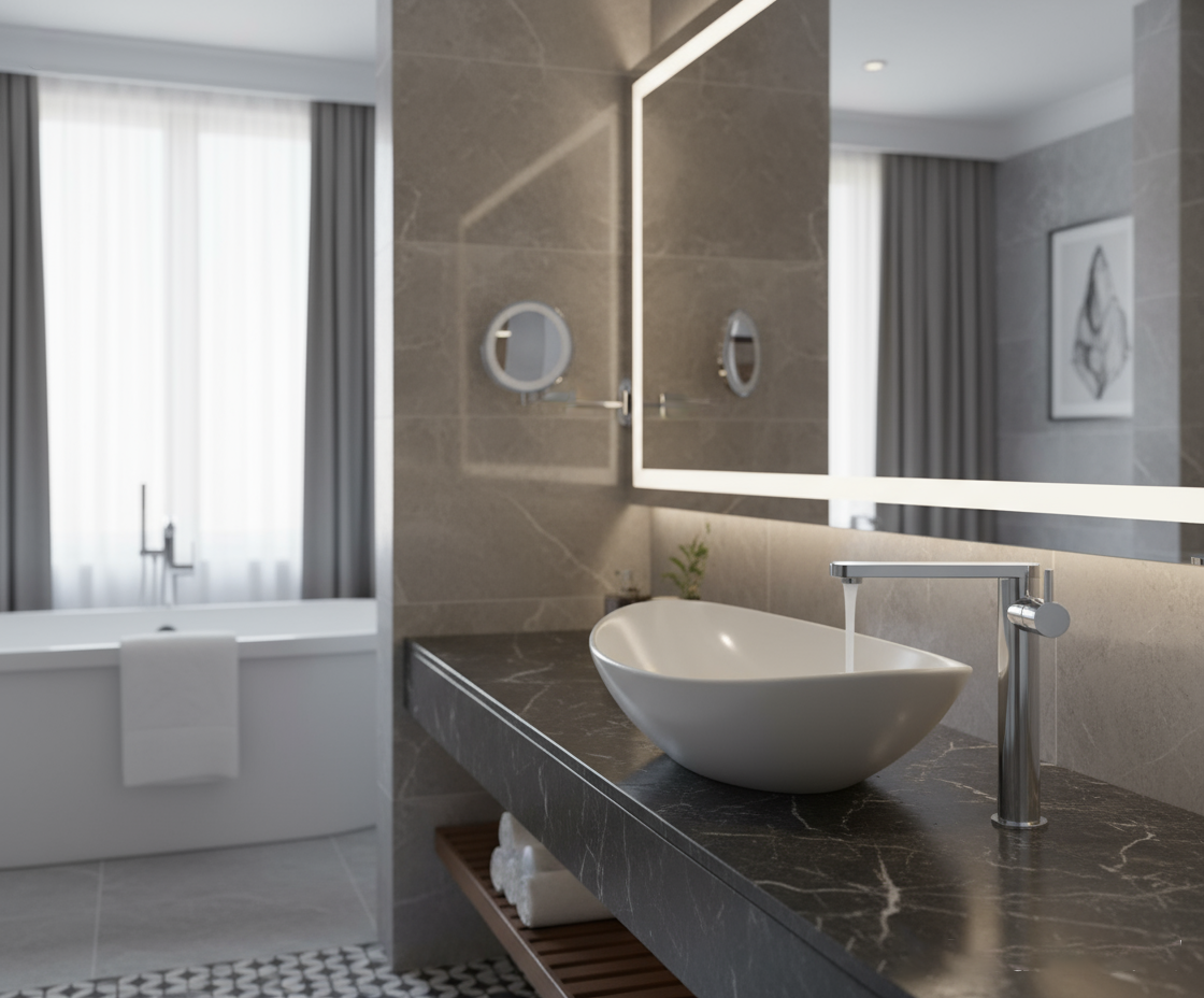 Brushed Rose Gold Tall Basin Faucet – 304 Stainless Steel | Vessel Sink Mixer