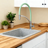 Modern Flexible Silicone Hose Kitchen Faucet with Chrome Finish, Single Handle Pull Down Mixer Tap for Sink