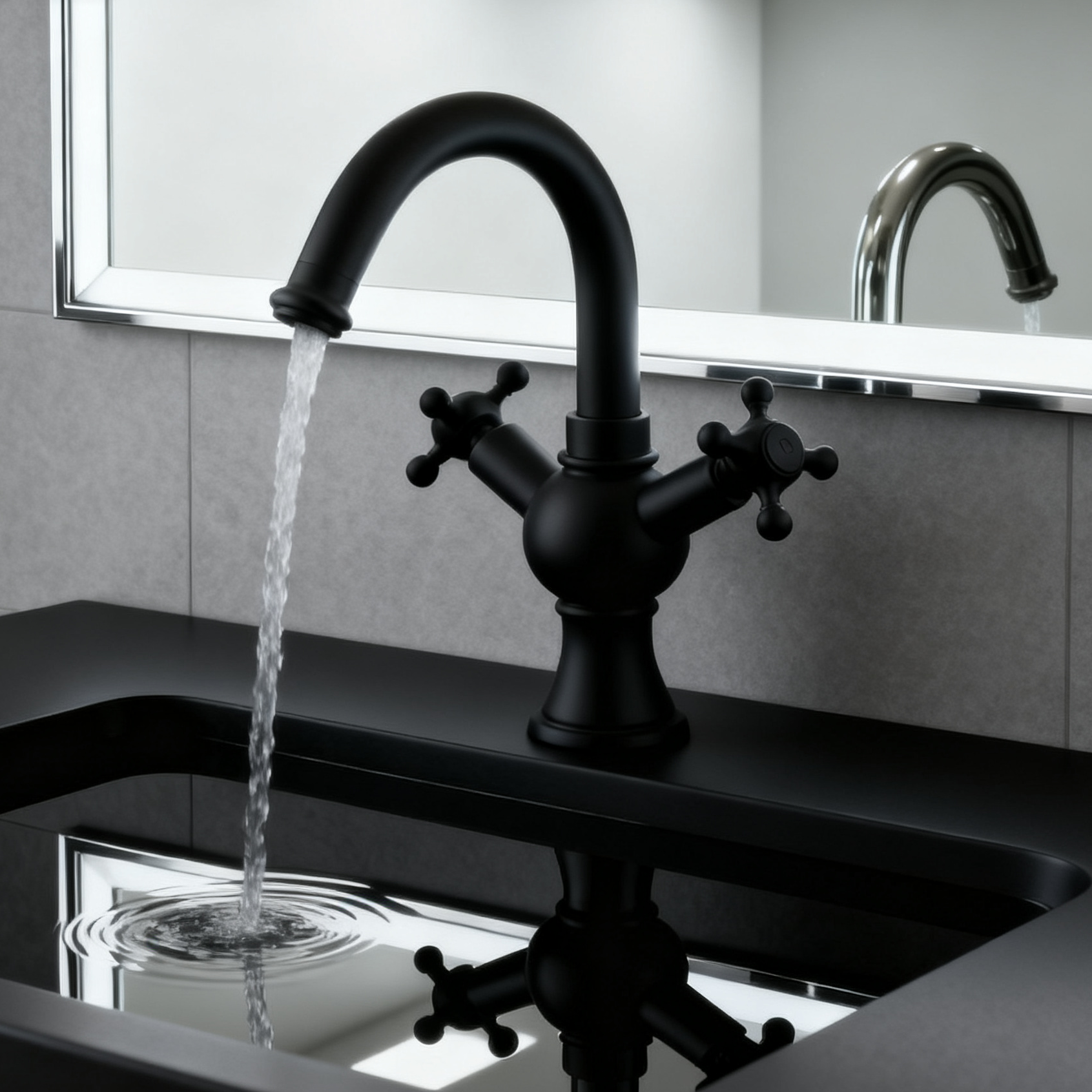 DF-11029-2 Classic Brass Basin Faucet – Dual Cross Handle Mixer Tap (Short Spout Design)