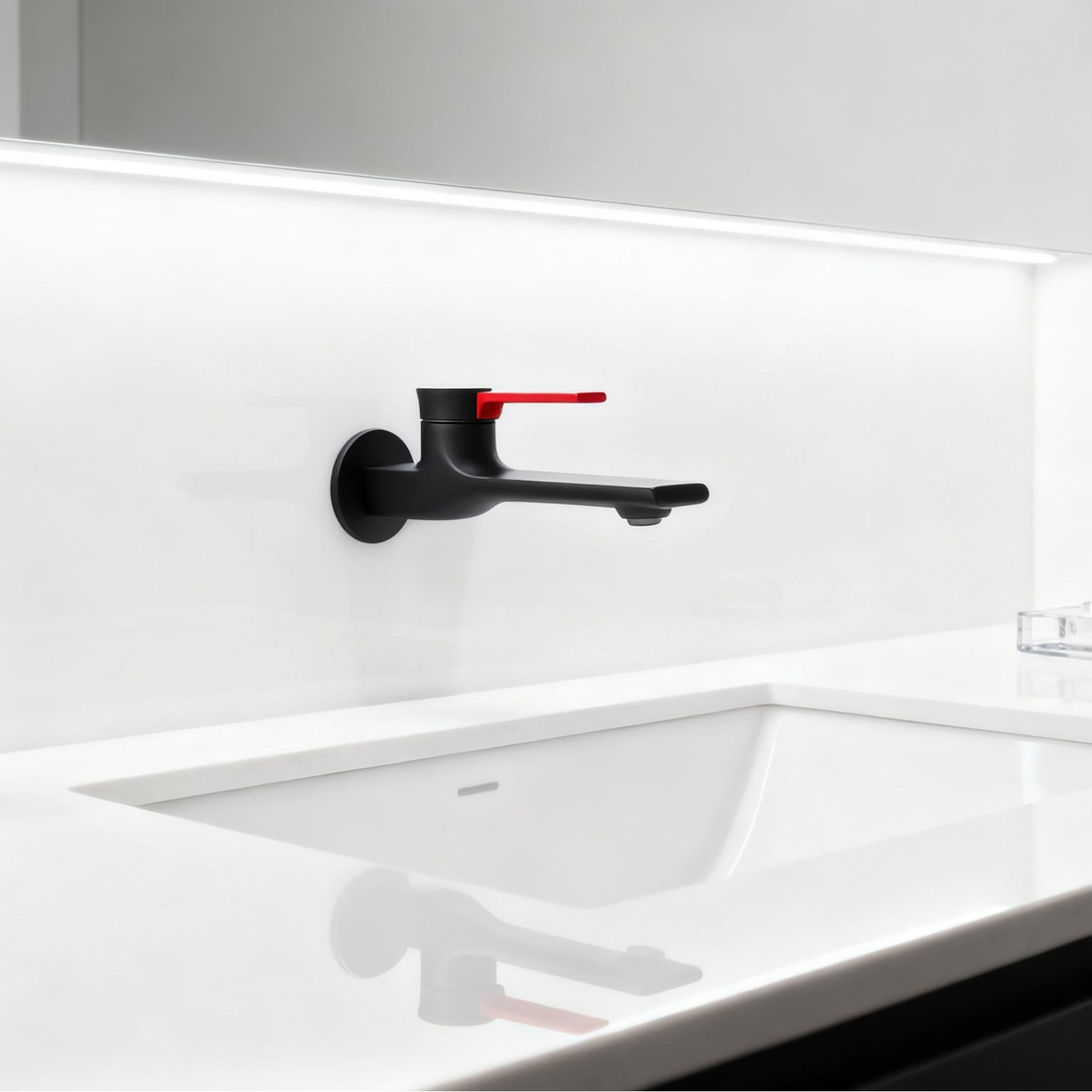 1401035 Rose Gold-Plated Brass Wall-Mounted Basin Faucet Minimalist Single-Handle Wall Mixer