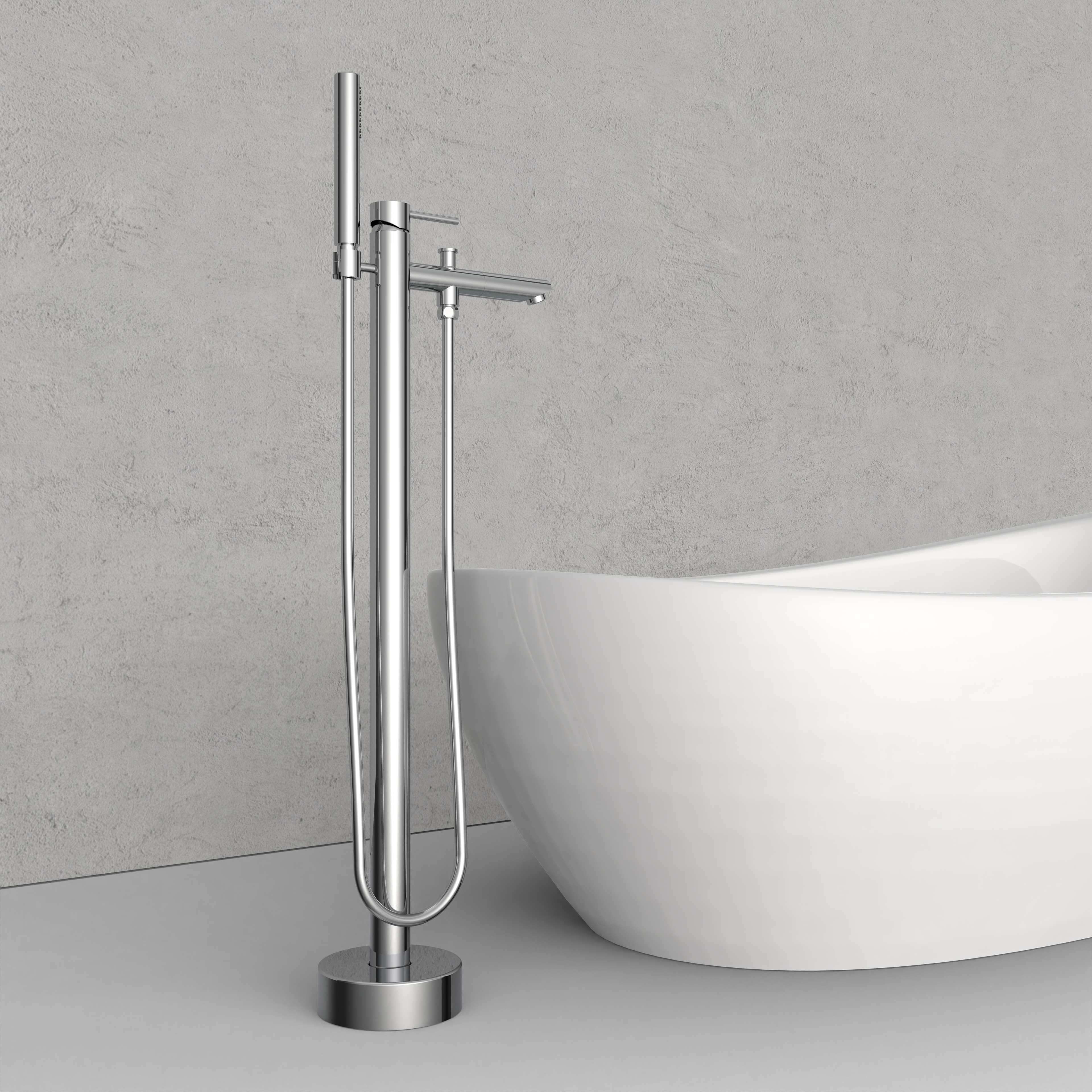 Round Design on Top Open Floor Mounted Bathtub Faucet