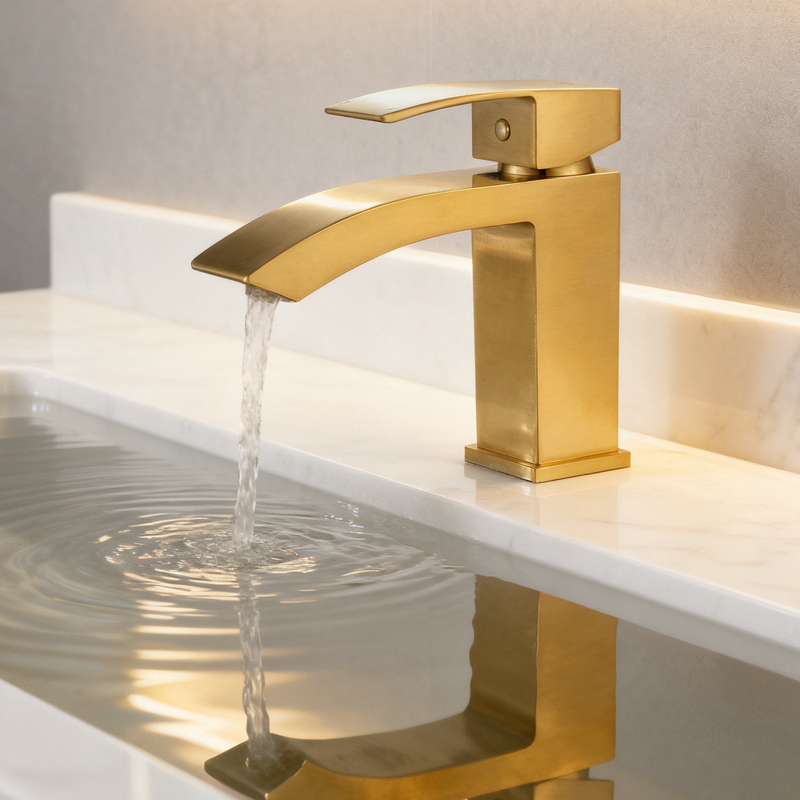 Modern Square Basin Mixer Faucet with Waterfall Spout and Optional Hand Sprayer – Solid Brass Chrome Bathroom Tap for Contemporary Vanity Projects