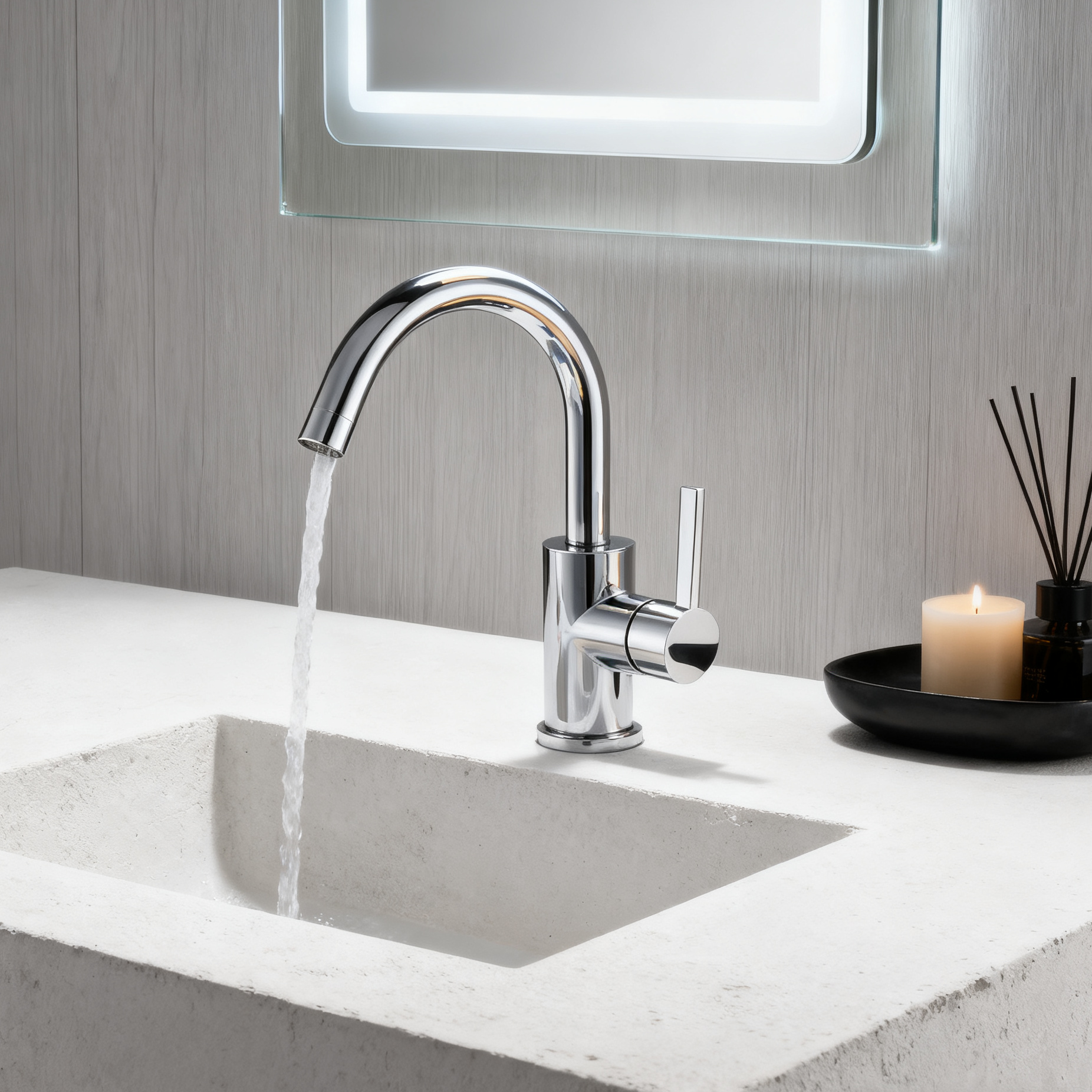 DF-03008S Modern Brass Basin Faucet – Brushed Nickel Finish | Single Handle Bathroom Mixer Tap