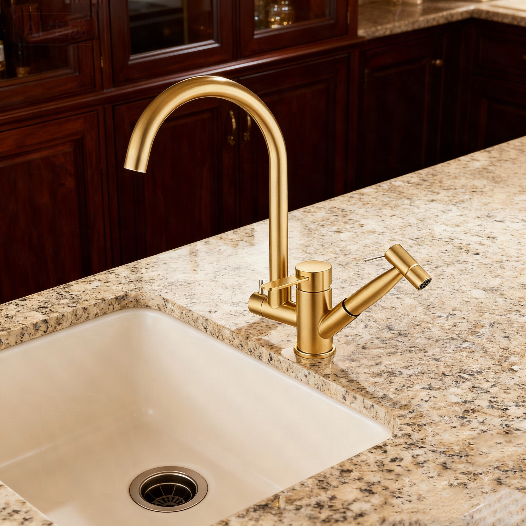 Stainless Steel Kitchen Faucet with Pull-Out Sprayer and High-Arc Spout in Modern Sink Mixer for Commercial Projects