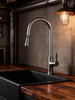 High Arc Zinc Alloy Commercial Chrome Kitchen Tap with Pull-Down Sprayer from China manufacturer 