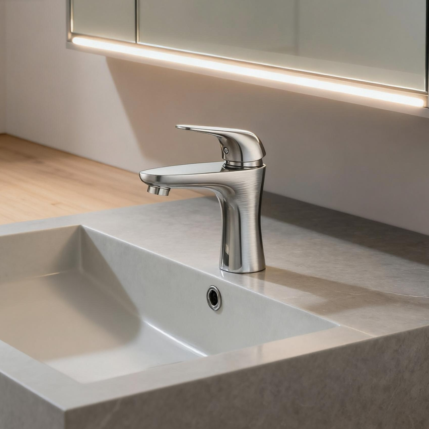 DF-01203SS Stainless Steel Basin Faucet – Single Handle Bathroom Mixer Tap