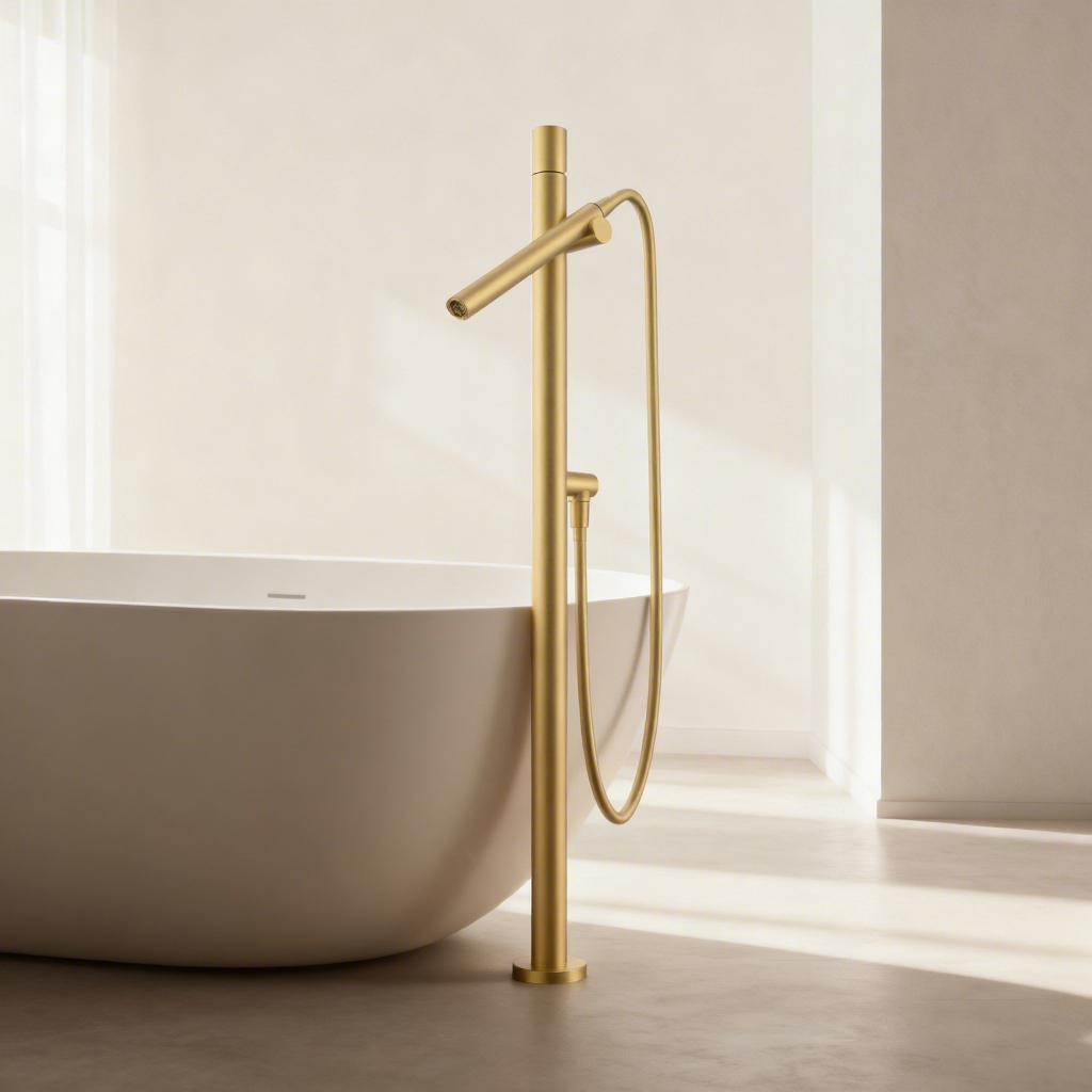 Stainless Steel Luxury Gold Freestanding Bathtub Faucet Shower Tap