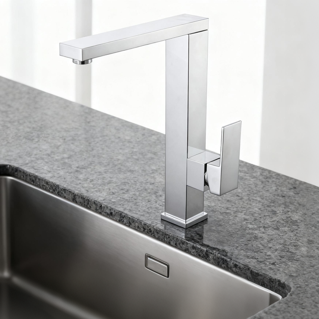 DF-02011TB DR Brass Basin Faucet – Modern Square Tall Mixer Tap for Countertop Wash Basins