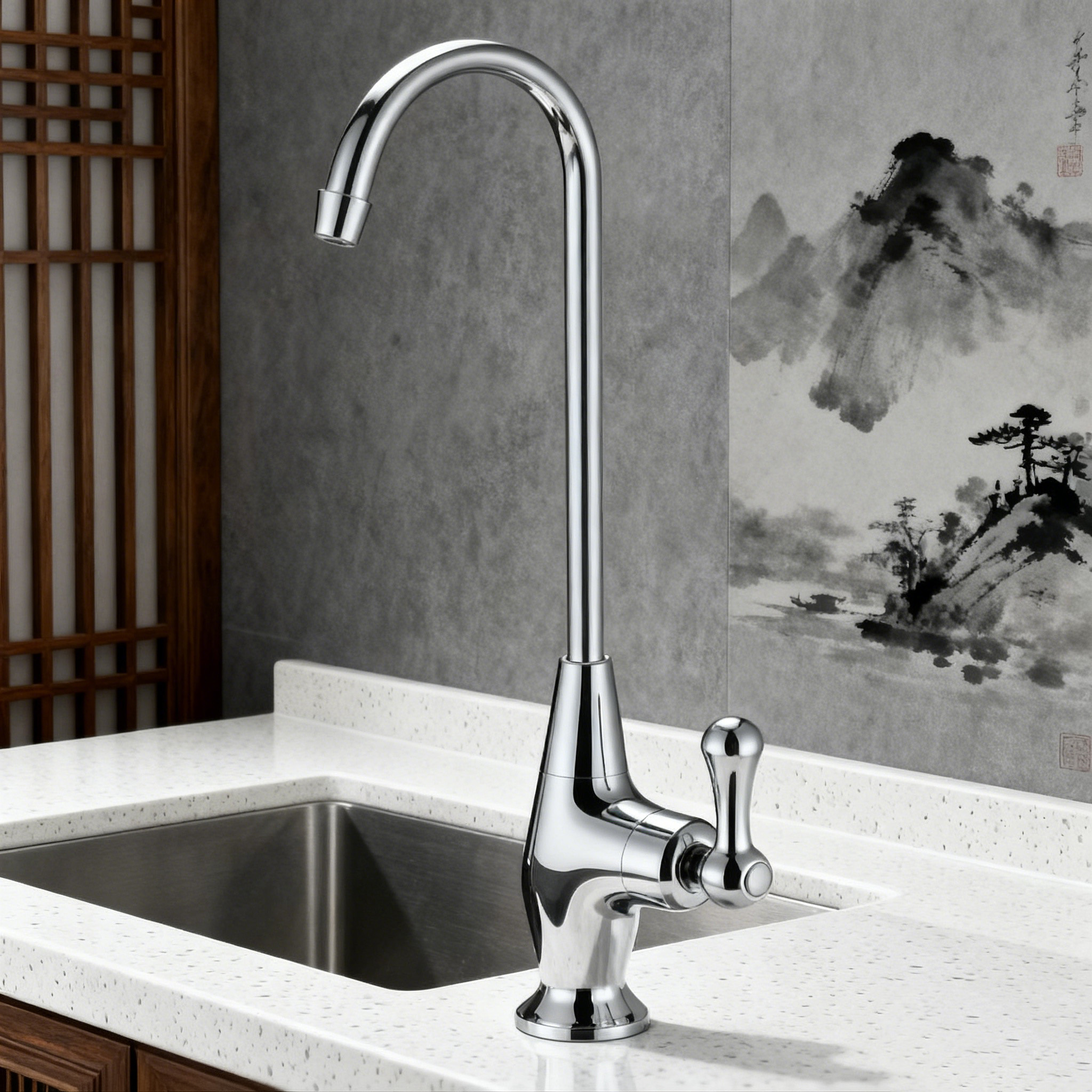 Stainless Steel Kitchen Faucet with RO Drinking Water Tap Global Supply for Projects & OEM/ODM