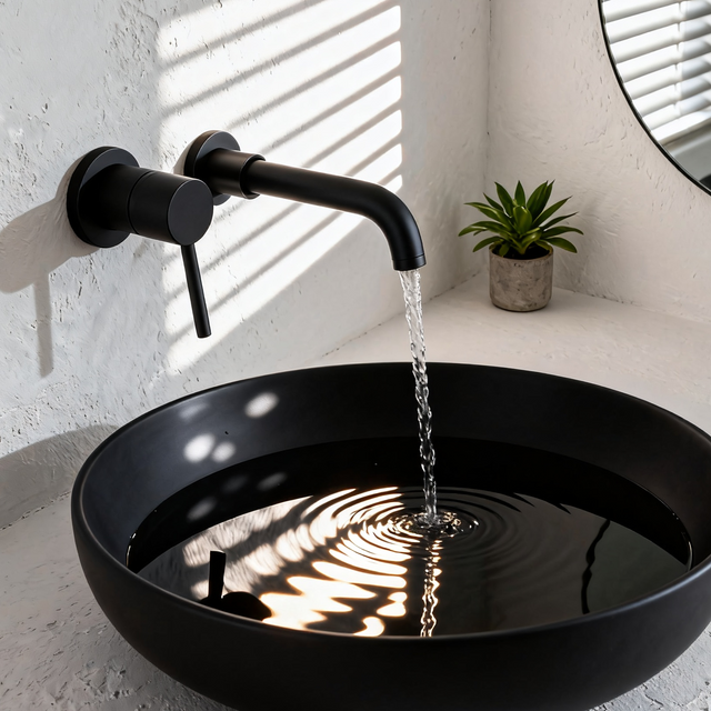 DF-05201-2 Stainless Steel Wall Mounted Basin Faucet Matte Black SUS304 Single Handle Bathroom Mixer Tap – Modern Minimalist Design