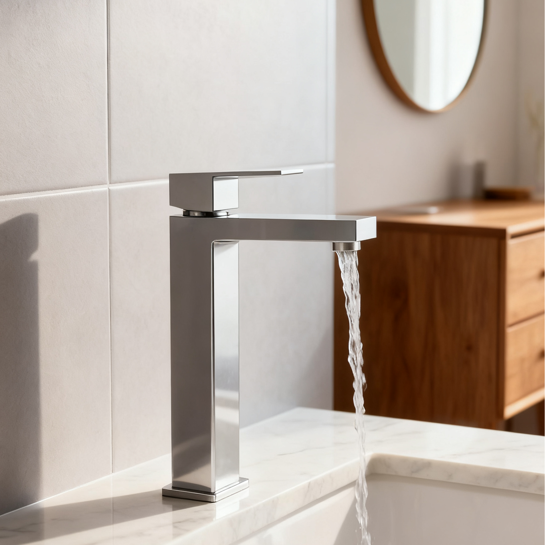 Brushed Nickel Single Handle Tall Vessel Sink Bathroom Faucet with Lever Handle Aerated Spout and Corrosion-Resistant Finish for Modern Basin and Vanity Installations