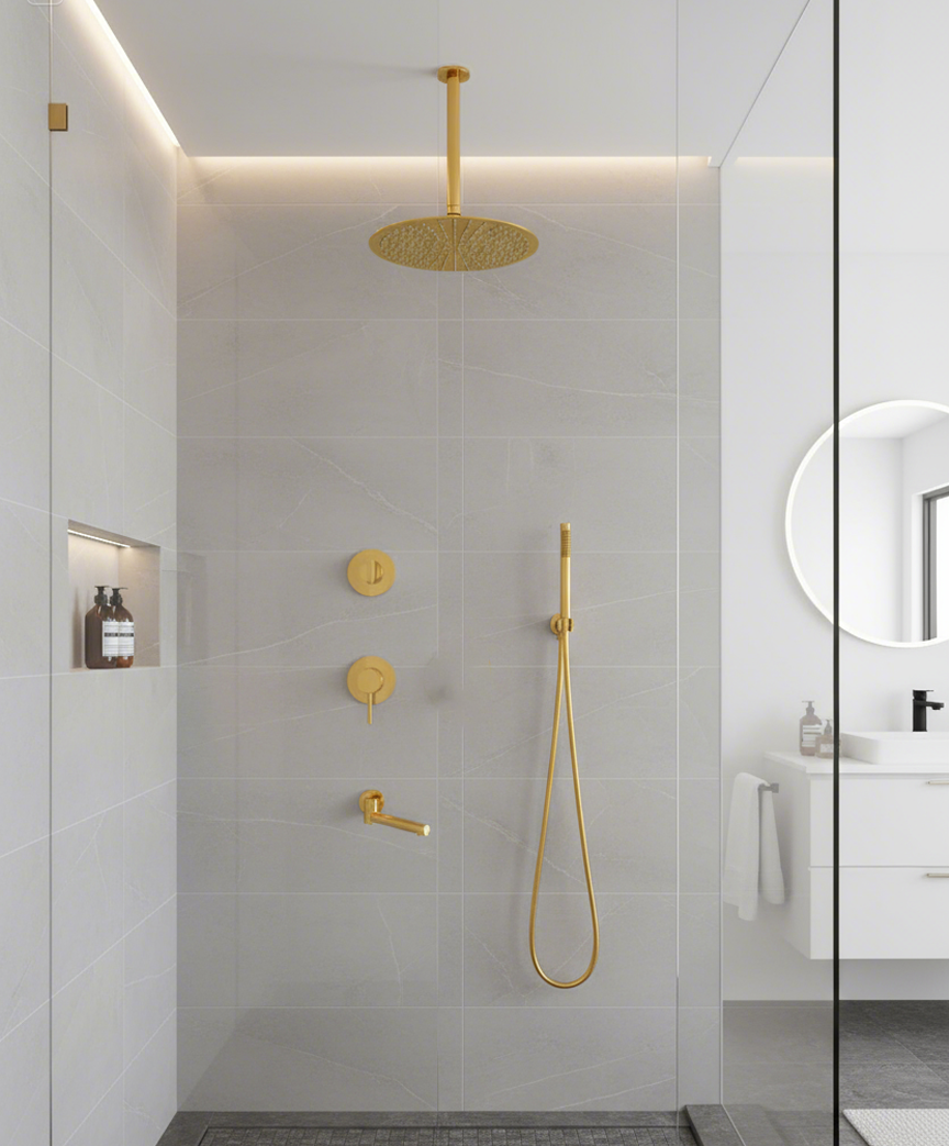 Concealed Shower System – Matte Black, 3-Function Mixer, Ceiling Rain Shower & Hand Shower