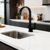 Modern Square-Base Kitchen Faucet with Chrome High Arc Mixer Tap with Sprayer for Residential and Commercial Projects