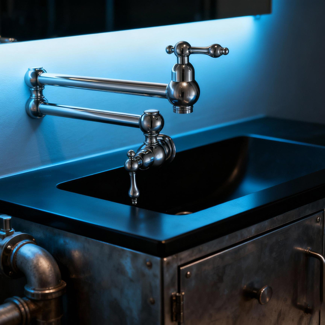 Premium Polished Chrome Wall Mount Pot Filler Kitchen Faucet from Chinese manufacturer 