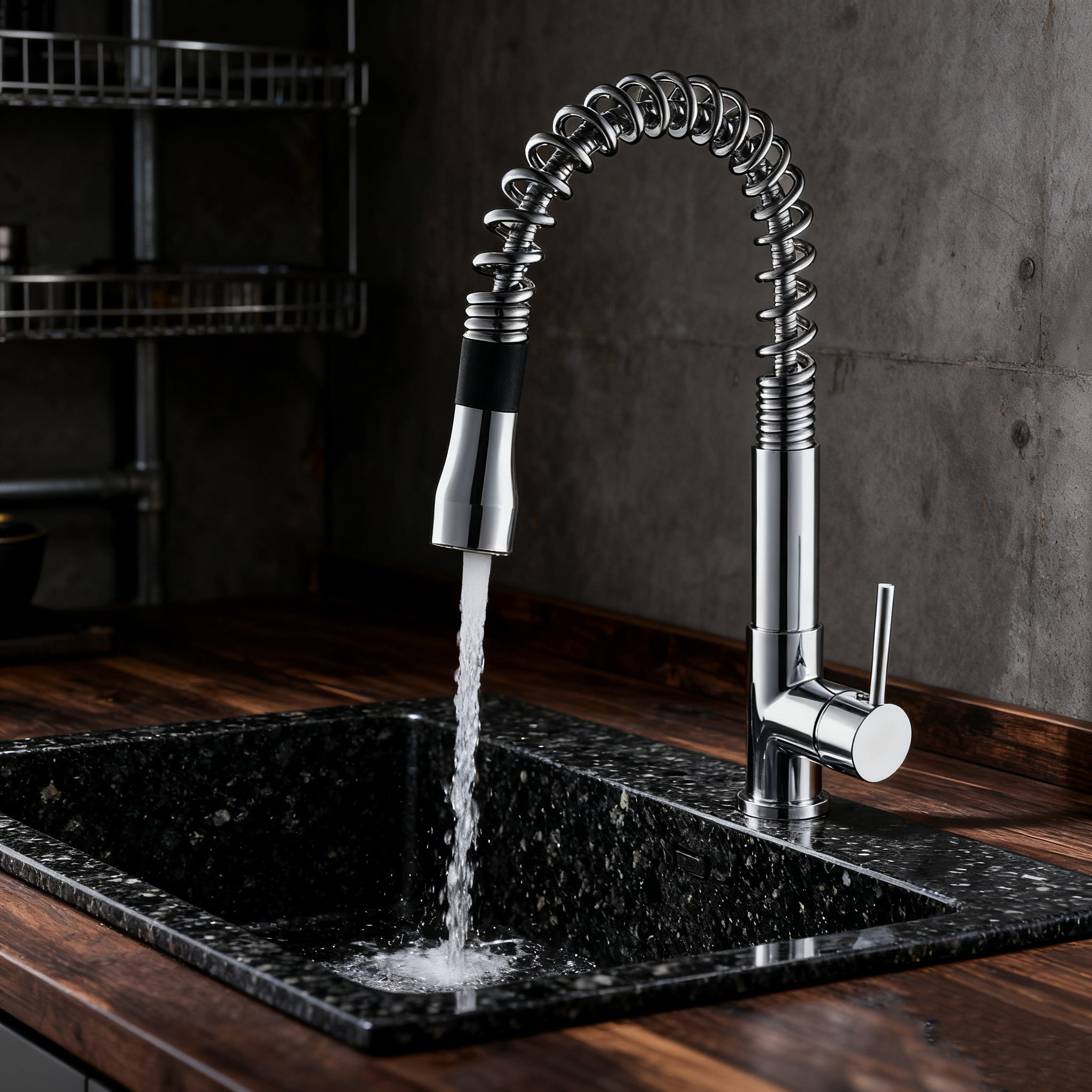 Commercial-Style Brass Kitchen Faucet with Pull-Down Sprayer for kitchen Project Global Supply