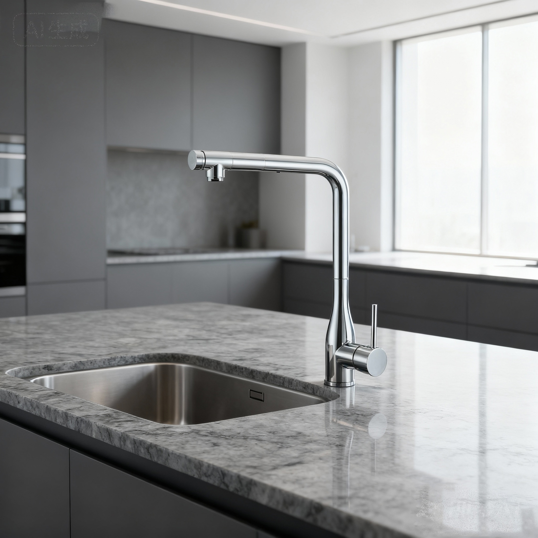 Commercial-Grade Modern Chrome Pull-Out Kitchen Faucet with Sprayer for Projects and Global Supply