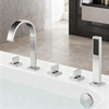 5-Hole Deck-Mounted Bathtub Faucet Set | Brushed Gold | Elegant Arc Design