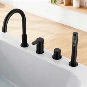 Deck-Mounted Bathtub Mixer – Contemporary Round Arch Design with Hand Shower