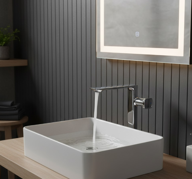 Modern Chrome Tall Basin Mixer Tap – Single Handle Brass Bathroom Faucet with Water-Saving Sprayer Aerator for Residential And Commercial Projects