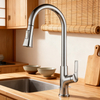 Modern Pull Down Kitchen Faucet With Sprayer Single Handle High Arc Chrome Finish Brass Body from China manufacturer 