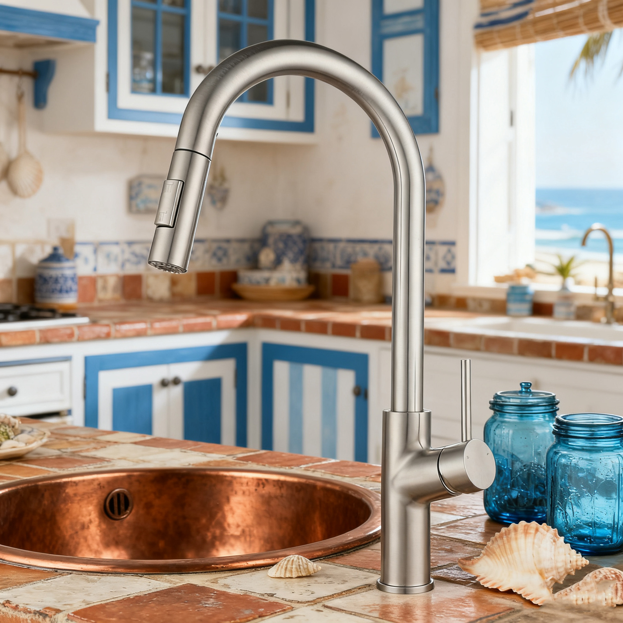 Commercial Pull-Out Kitchen Faucet with Durable Stainless Steel Sprayer for Restaurants & Hotels