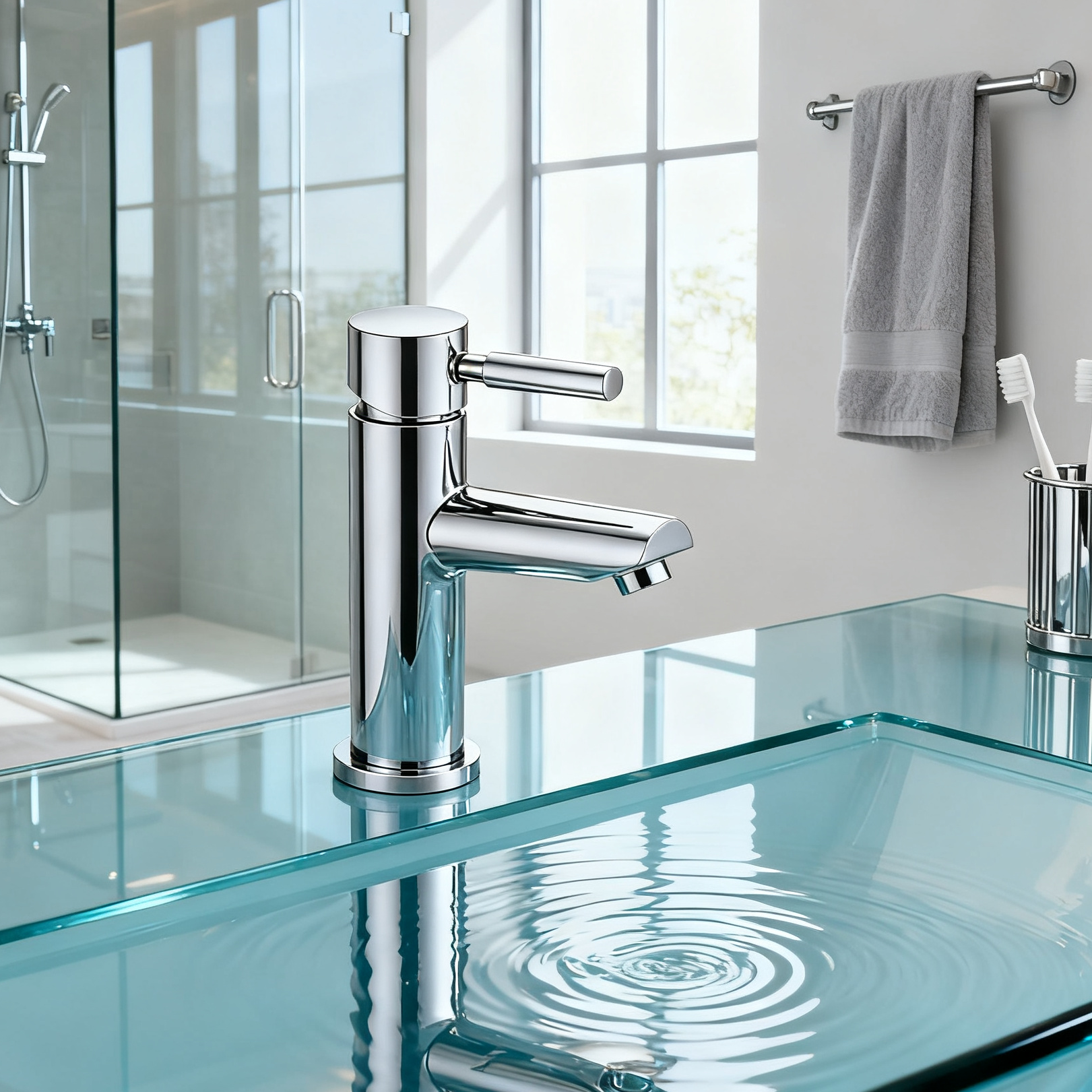 DF-01202 Chrome Brass Basin Faucet – Sleek Modern Single Handle Mixer Tap for Bathroom Vanity