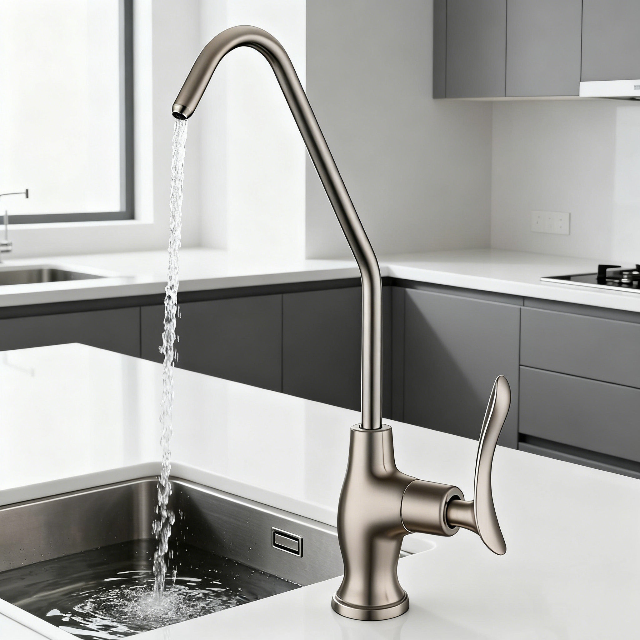 Stainless Steel Drinking Water Kitchen Faucet with Dual-Function Purified Water and Stream for Project Supply